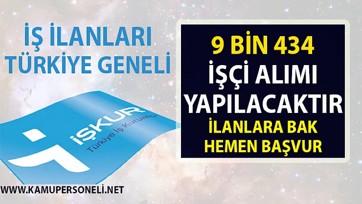 İŞKUR tarafından 9 bin 434 işçi alımı yapılacak!. İş başvurusu nasıl yapılır? Yeni iş ilanları!..