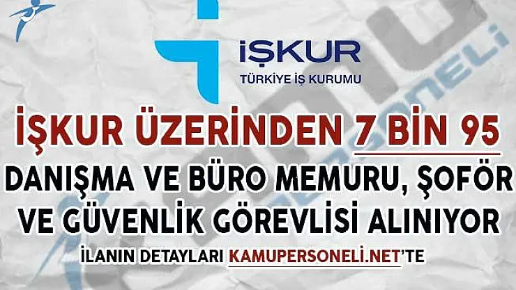 İşkur Üzerinden 7 Bin 95 Danışma ve Büro Personeli, Şoför ile Güvenlik Görevlisi Alımı Yapılıyor