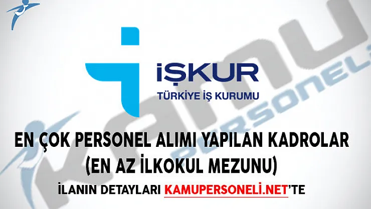 İşkur Üzerinden En Çok Personel Alımı Yapılan Kadrolar (En Az İlkokul Mezunu)