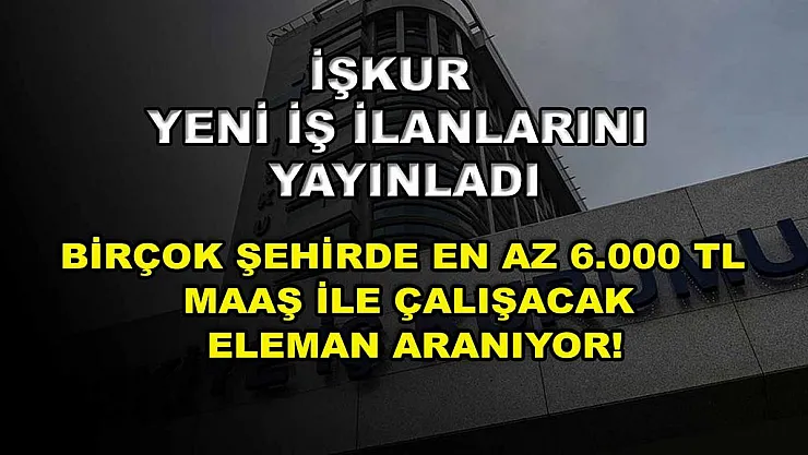 İŞKUR yeni iş ilanlarını yayınladı: Birçok şehirde en az 6.000 TL maaş ile çalışacak eleman aranıyor!