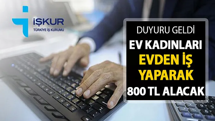 İŞKUR'dan Duyuru Yapıldı ! Evden Çalışana 800 TL Maaş Verilecek