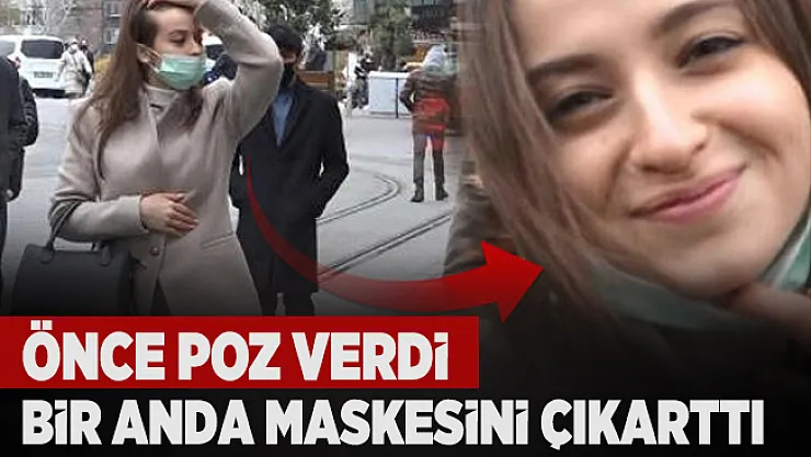 İstanbul'da İstiklal Caddesi'nde ilginç anlar! Önce poz verdi sonra maskesini çıkarttı