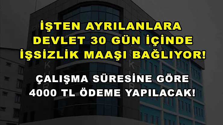 İşten ayrılanlara devlet 30 gün içinde işsizlik maaşı bağlıyor! Çalışma süresine göre 4000 TL ödeme yapılacak!