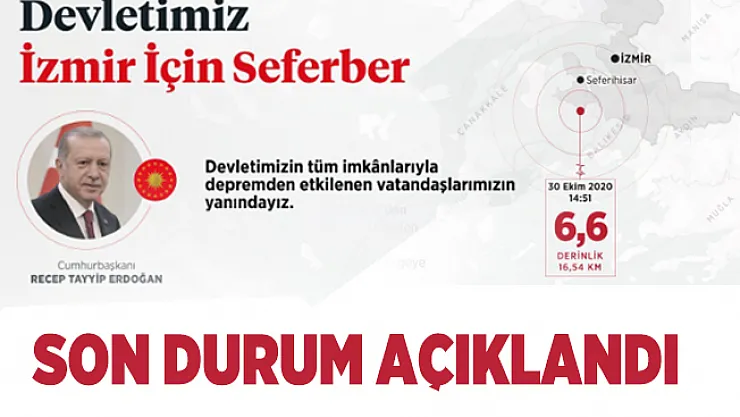 İzmir deprem sonrası son durum Cumhurbaşkanlığı tarafından açıklandı! Çok sayıda ekip seferber oldu