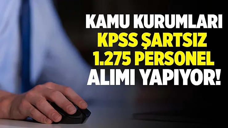 Kamu kurumlarına KPSS şartsız 1275 personel alımı yapılıyor!
