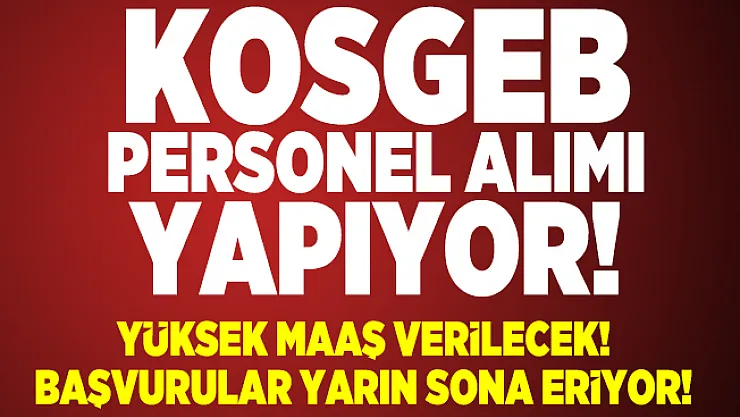 KOSGEB yüksek maaşla personel alımı yapıyor! Başvurular yarın sona eriyor
