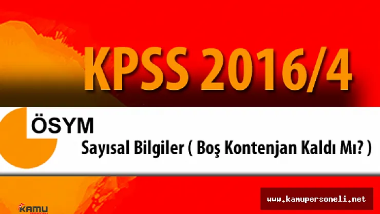 KPSS 2016/4 Gıda Tarım ve Hayvancılık Bakanlığı Yerleştirme Sayısal Bilgiler ( Boş Kontenjan Kaldı Mı?)