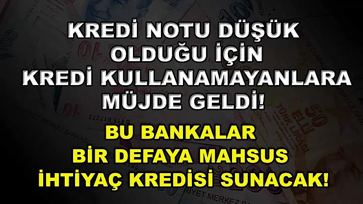 Kredi notu düşük olduğu için kredi kullanamayanlara müjde geldi! Bu bankalar bir defaya mahsus ihtiyaç kredisi sunacak!