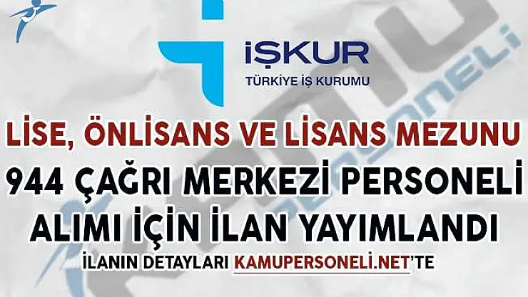 Lise, Önlisans ve Lisans Mezunu 944 Çağrı Merkezi Personeli Alınıyor