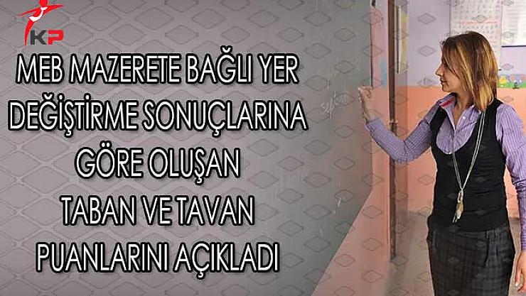 MEB Mazerete Bağlı Yer Değiştirme Sonuçlarına Göre Oluşan Taban ve Tavan Puanları Açıkladı