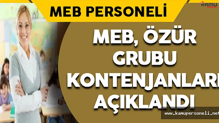MEB, Özür Grubu Kontenjanları Açıklandı