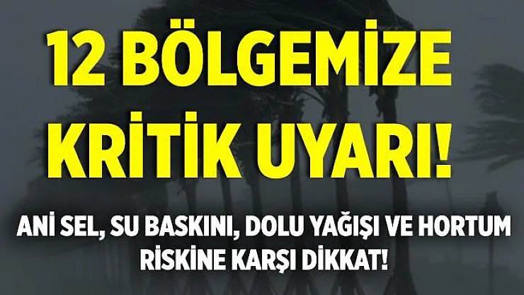 Meteoroloji 12 bölgemize şiddetli yağış ve fırtına uyarısı yaptı! Ani sel, su baskı, dolu yağışı ve hortum oluşabilir!