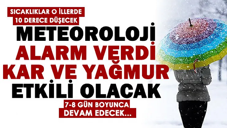 Meteoroloji peş peşe alarm verdi! Sıcaklıklar 10 derece düşecek: Kar ve yağmur etkili olacak