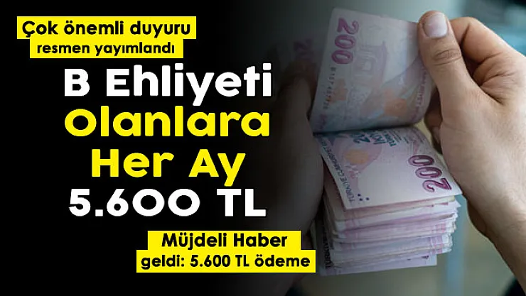 Müjde resmen duyuruldu! B sınıfı ehliyeti olanlar dikkat: Her ay 5 bin 600 lira veriliyor