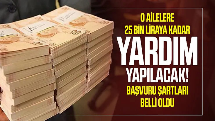 O Ailelere 25 bin liraya kadar yardım yapılacak! Başvuru şartları belli oldu