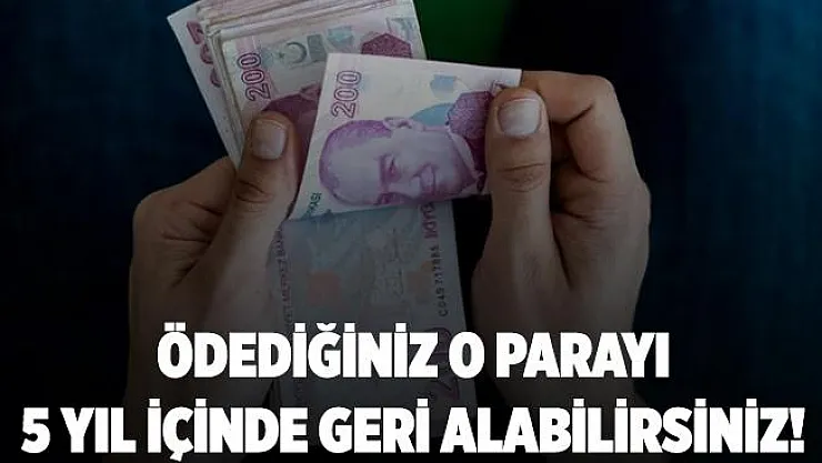 Ödediğiniz o vergiyi 5 yıl içerisinde geri alabilirsiniz!