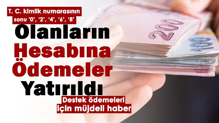 Ödemeler yapıldı: TC kimlik numarasının sonu '0', '2', '4', '6', '8' olanlara ödemeler yapıldı