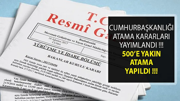 Resmi Gazete Atama Kararları Yayımlandı- 30 Mart 2019 Atama Kararları