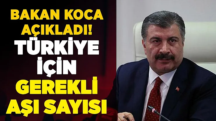 Sağlık Bakanı Koca Türkiye için gerekli aşı sayısını açıkladı