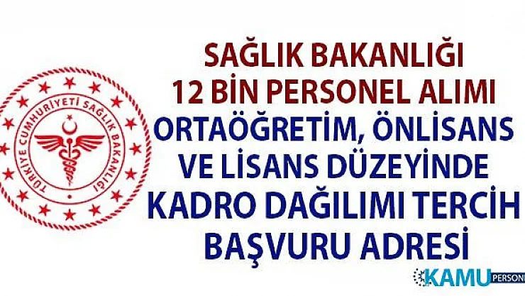 Sağlık Bakanlığı 7 - 21 Ağustos'ta 12 Personel alımı yapılacak! Ortaöğretim, önlisans ve lisans mezunu branşlara göre kadro dağılımı! Hangi branşlardan kaç personel alımı yapılacak?