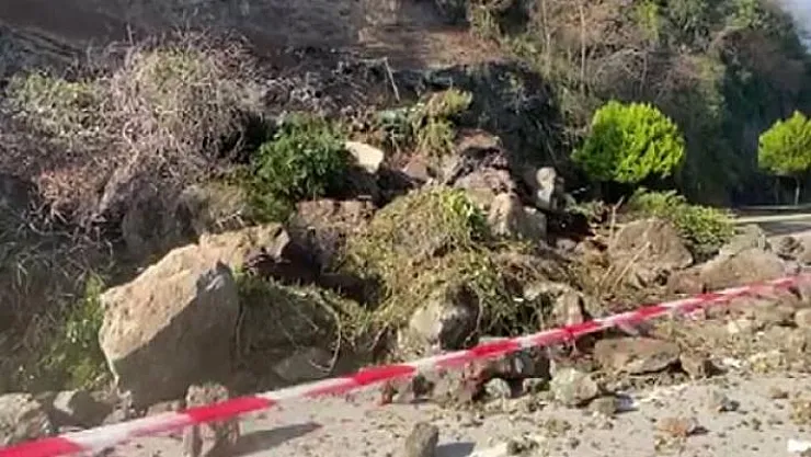 Samsun-Ordu karayolu heyelan dolayısı ile kapandı!