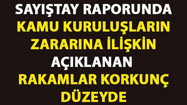 Sayıştay Raporunda, kamu kuruluşların zararına ilişkin açıklanan rakamlar