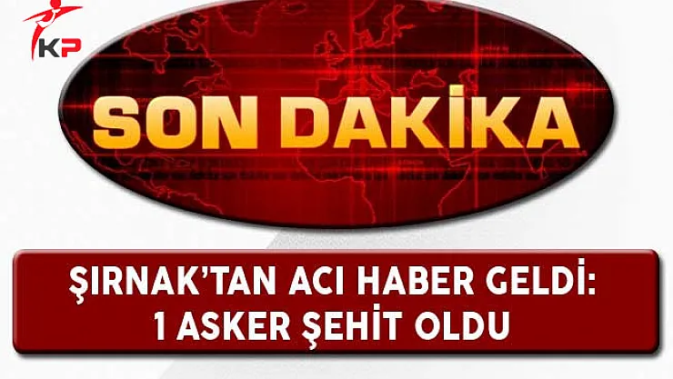 Şırnak'tan Acı Haber Geldi: 1 Asker Şehit Oldu
