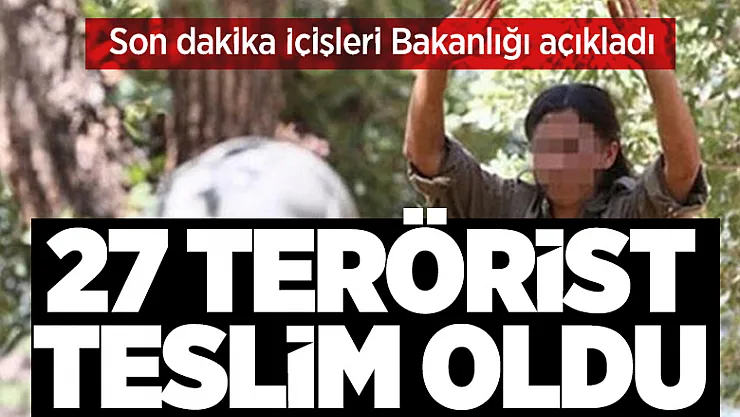 Son dakika İçişleri Bakanlığı açıkladı! 27 terörist teslim oldu
