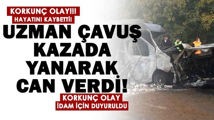 Son dakika: Korkunç olay! Uzman çavuş trafik kazasında yanarak hayatını kaybetti