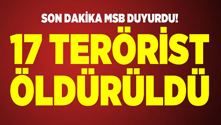 Son dakika MSB duyurdu! 17 terörist öldürüldü