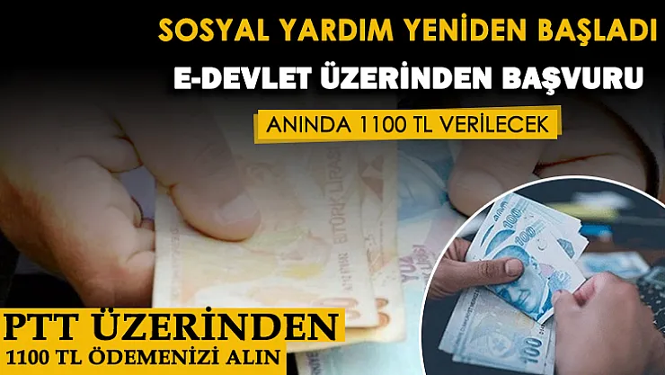 Sosyal yardım destekleri başladı! e-Devlet üzerinden başvuru yapana PTT üzerinden 1100 TL ödeme yapılıyor
