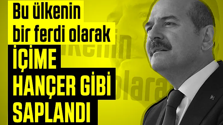 Süleyman Soylu: Bu ülkenin bir ferdi olarak içime hançer gibi saplandı