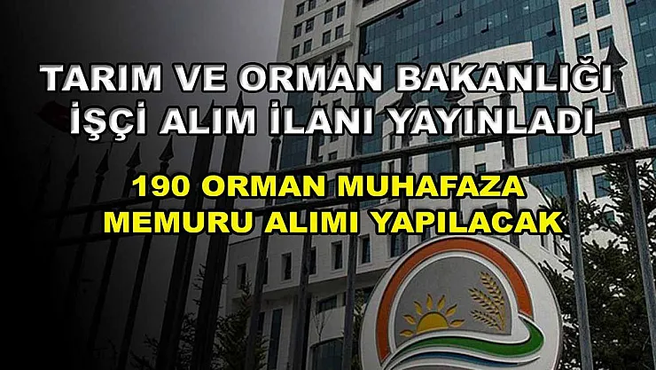 Tarım ve Orman Bakanlığı işçi alım ilanı yayınladı: 190 Orman Muhafaza memuru alımı yapılacak