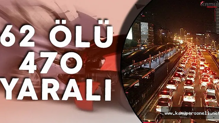 Tatil Bilançosu :" 62 Ölü 470 Yaralı"
