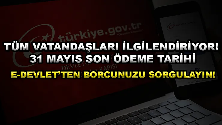 Tüm vatandaşları ilgilendiriyor! 31 Mayıs son ödeme tarihi: E-Devlet'ten borcunuzu sorgulayın!