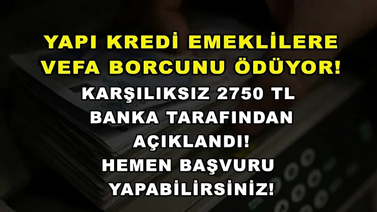 Yapı Kredi Emeklilere Vefa Borcunu Ödüyor! Karşılıksız 2750 TL Banka Tarafından Açıklandı! Hemen Başvuru Yapabilirsiniz!