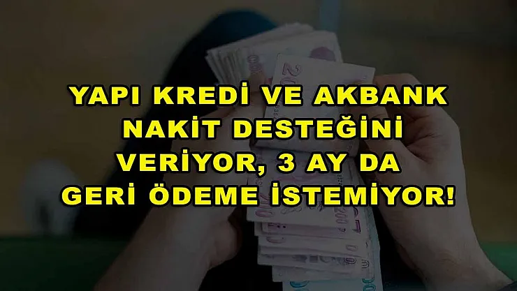 Yapı Kredi ve Akbank nakit desteğini veriyor, 3 ay da geri ödeme istemiyor!