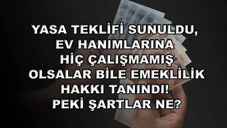 Yasa teklifi sunuldu, ev hanımlarına hiç çalışmamış olsalar bile emeklilik hakkı tanındı! Peki şartlar ne?