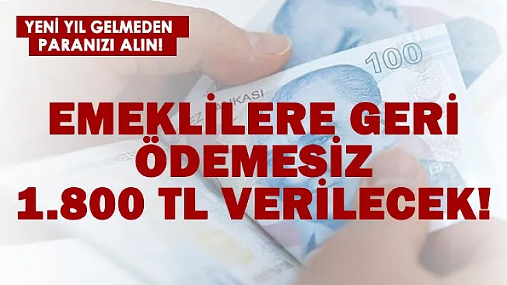 Yeni yıl gelmeden paranızı alın! Emeklilere geri ödemesiz 1.800 TL verilecek!