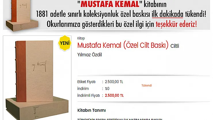 Yılmaz Özdil'in 2 Bin 500 Liraya Satılan Mustafa Kemal Kitabı 3 Saatte Tükendi