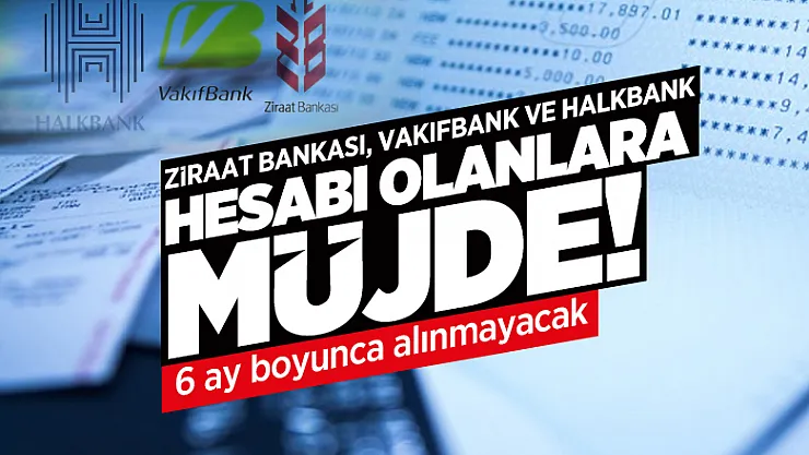 Ziraat Bankası, Vakıfbank ve Halkbank hesabı olanlara müjde! 6 ay boyunca alınmayacak